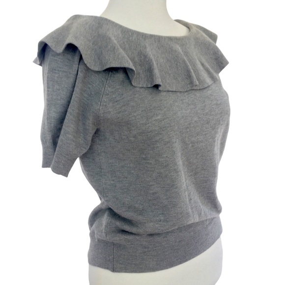 Catherine Malandrino Sweaters - Catherine Malandrino Gray Ruffle Sweater Short Sleeve - Size MP
